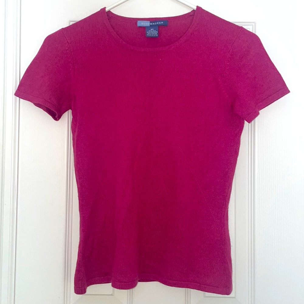 Silk cashmere blend short sleeve sweater, size XS